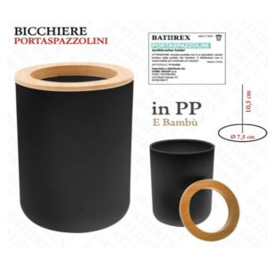BICCHIERE PORTASPAZZOLINI NERO CON BAMBU'